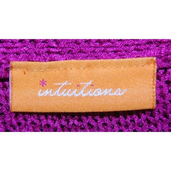 Intuitions Ladies Purple Single Button Open Front Cardigan XL Pockets Sheer - Picture 9 of 10